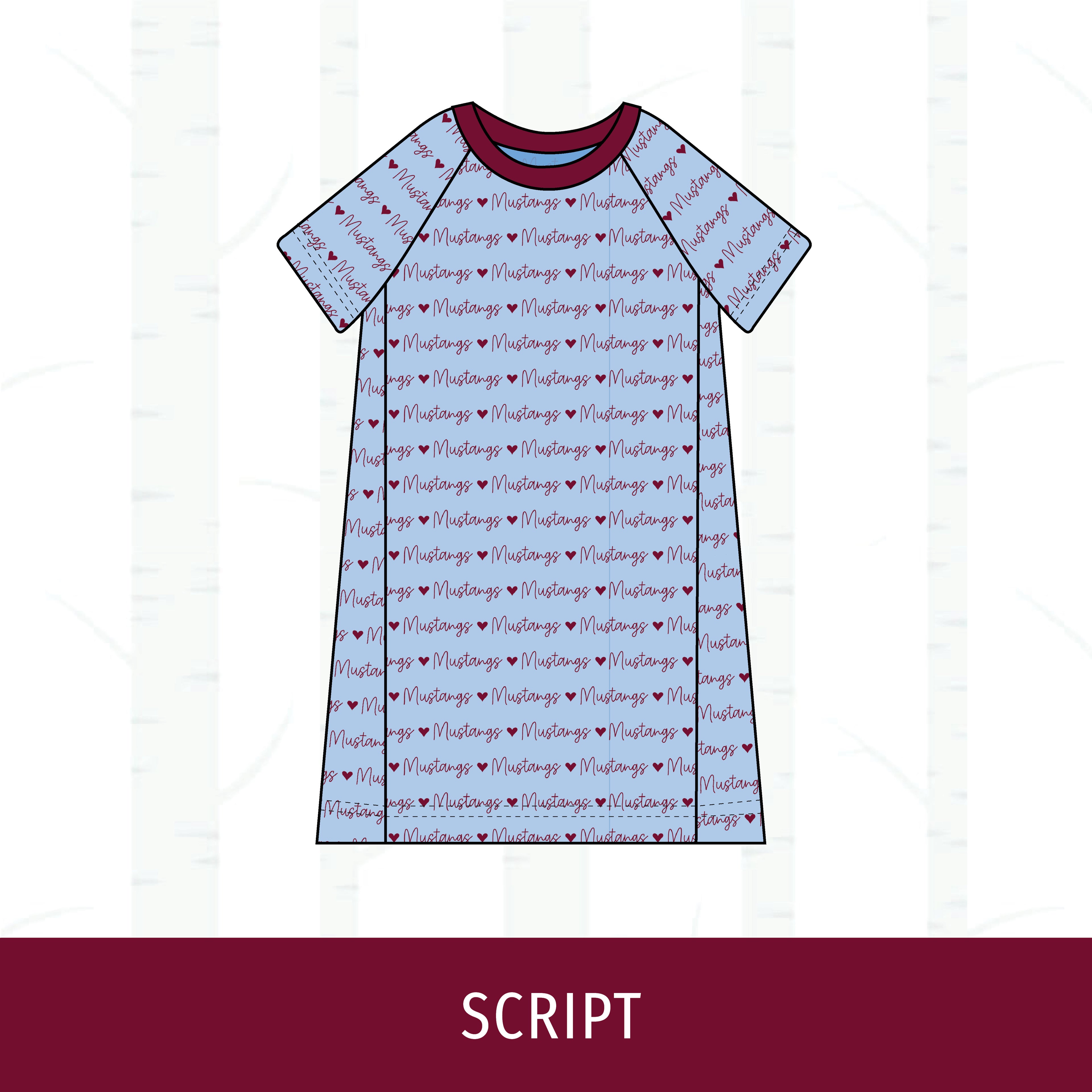 Unity Mustangs Short Sleeve Raglan Dress