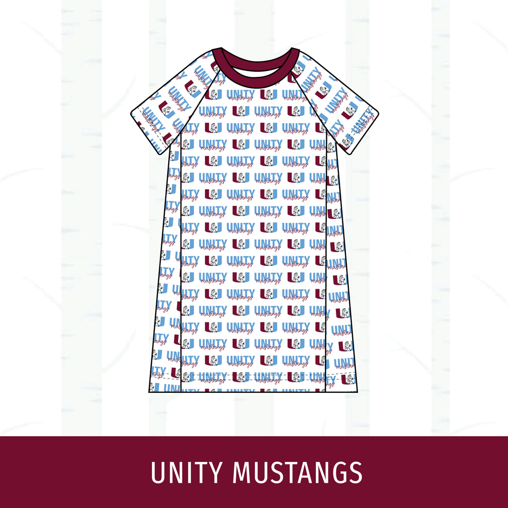 Unity Mustangs Short Sleeve Raglan Dress