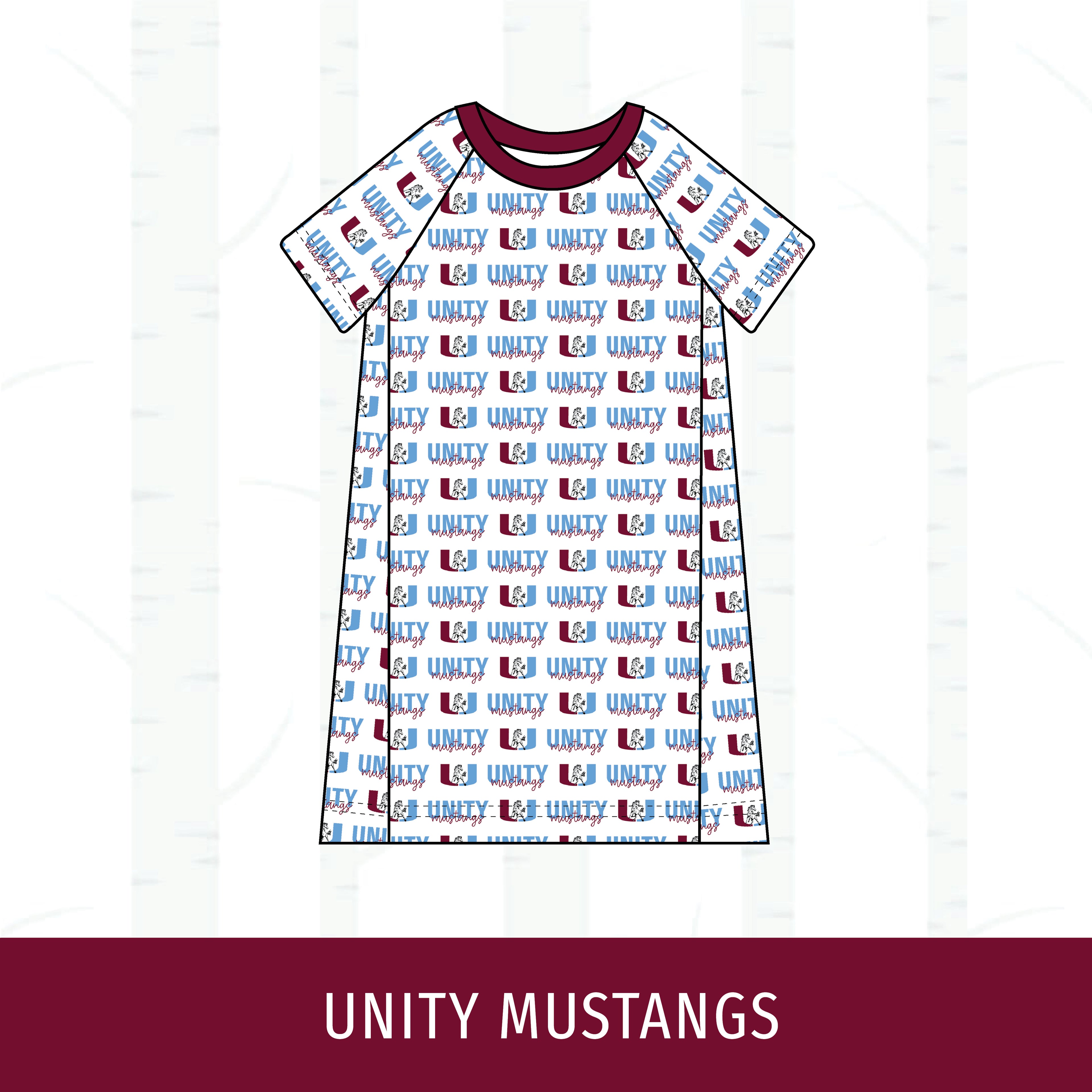 Unity Mustangs Short Sleeve Raglan Dress