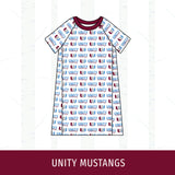 Unity Mustangs Short Sleeve Raglan Dress