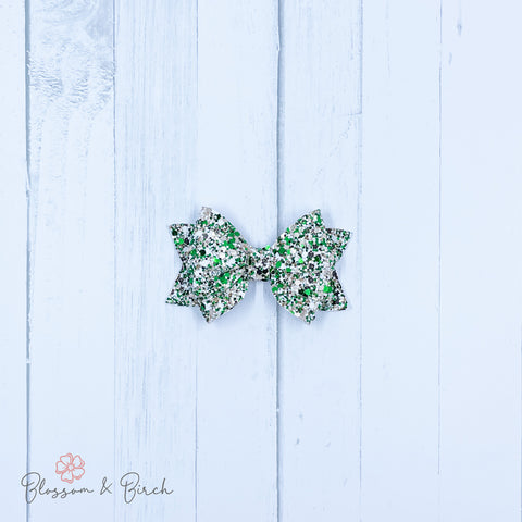 Leprechaun Glitter Blossom Bow