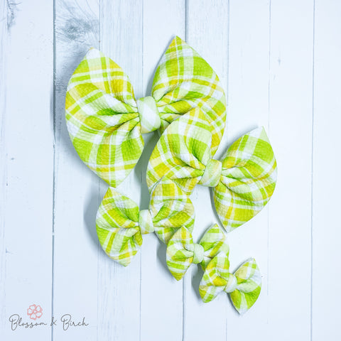 Lime Plaid Bow