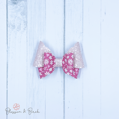 Pink Floral Charlotte Bow