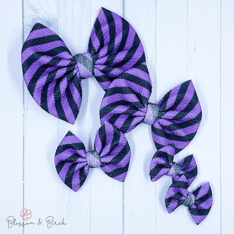 Purple Stripes Bow