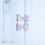 Rainbow Plaid Mini Olivia Bow Set