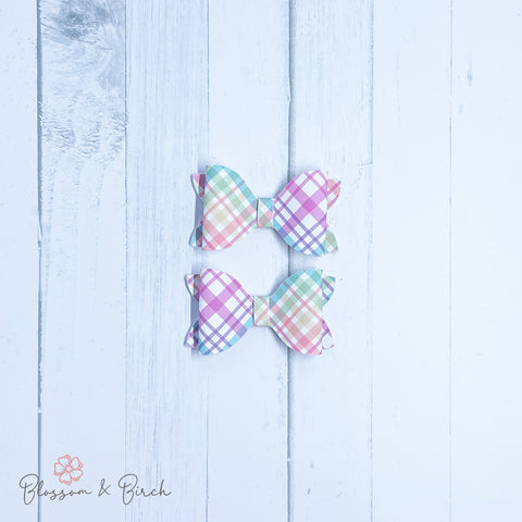 Rainbow Plaid Mini Olivia Bow Set