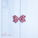 Red Plaid Blossom Bow