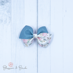 Teal Floral Abby Bow