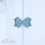 Teal Triangles Blossom Bow